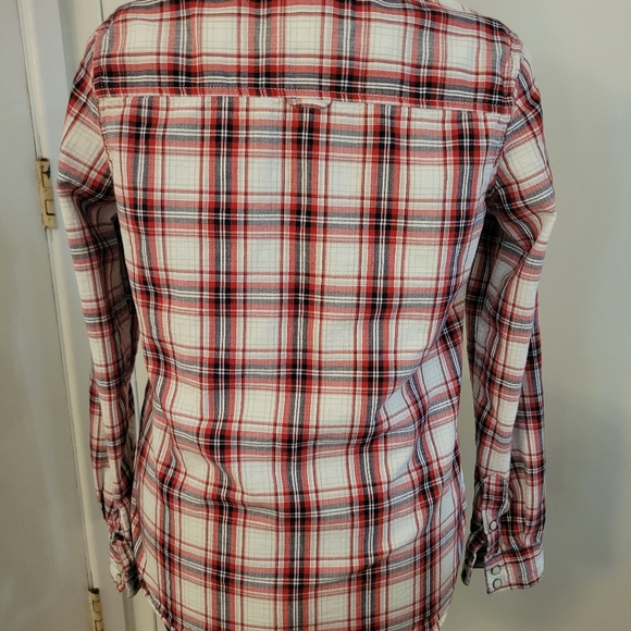 Forever 21 Red and White Plaid Button-down Shirt, Sz Small - Picture 2 of 4